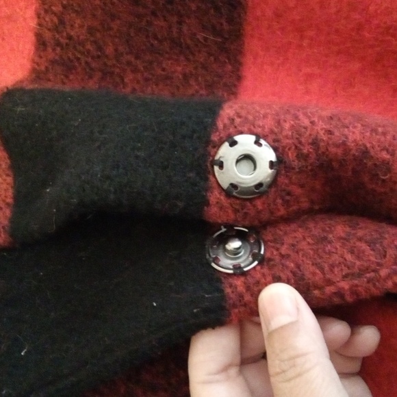 Pendleton Red and Black Pea Coat Buffalo Plaid Paul Buyan Womens S/p - Picture 7 of 14